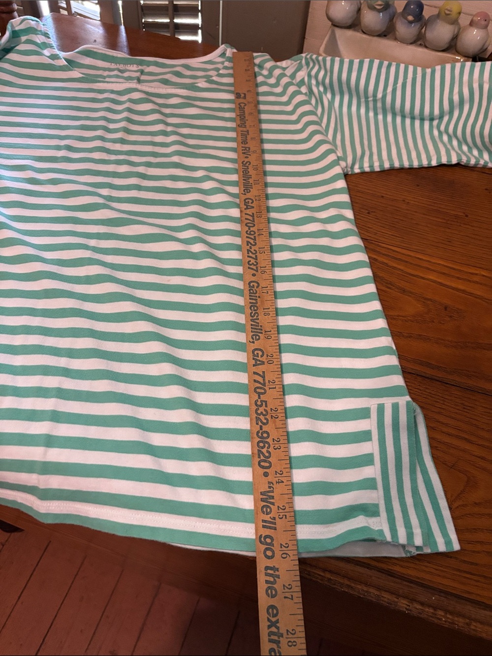 Talbots Mint Green and White Striped Tunic with boatneck style - Picture 4 of 4